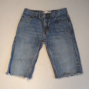Vintage Men's Red Tab Levis 505 Jeans Sz 16 Cut Off Denim‎ Shorts Medium Wash